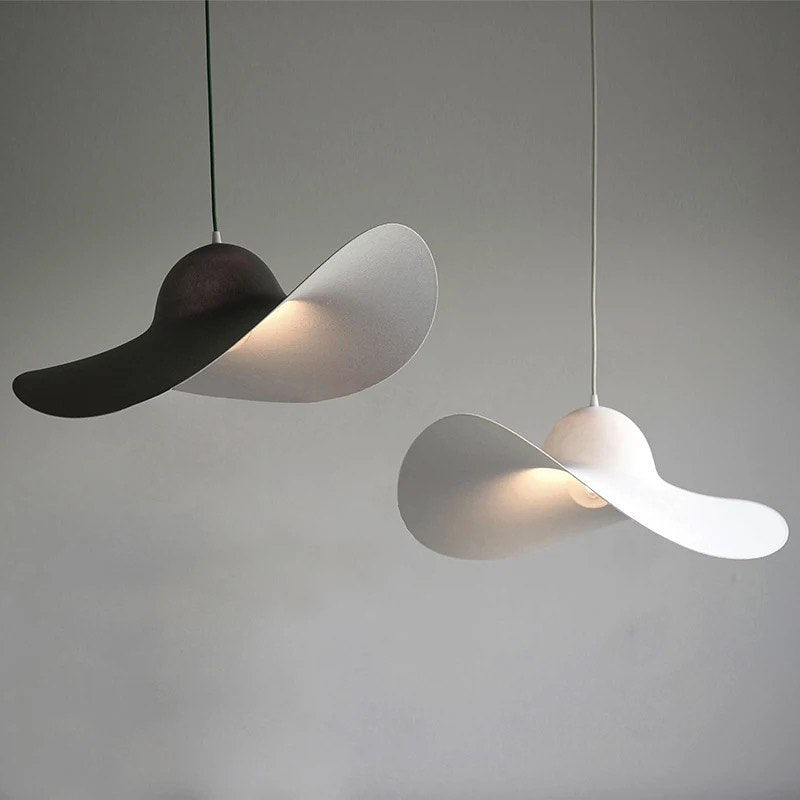 Modern Black and White Curved Pendant Light