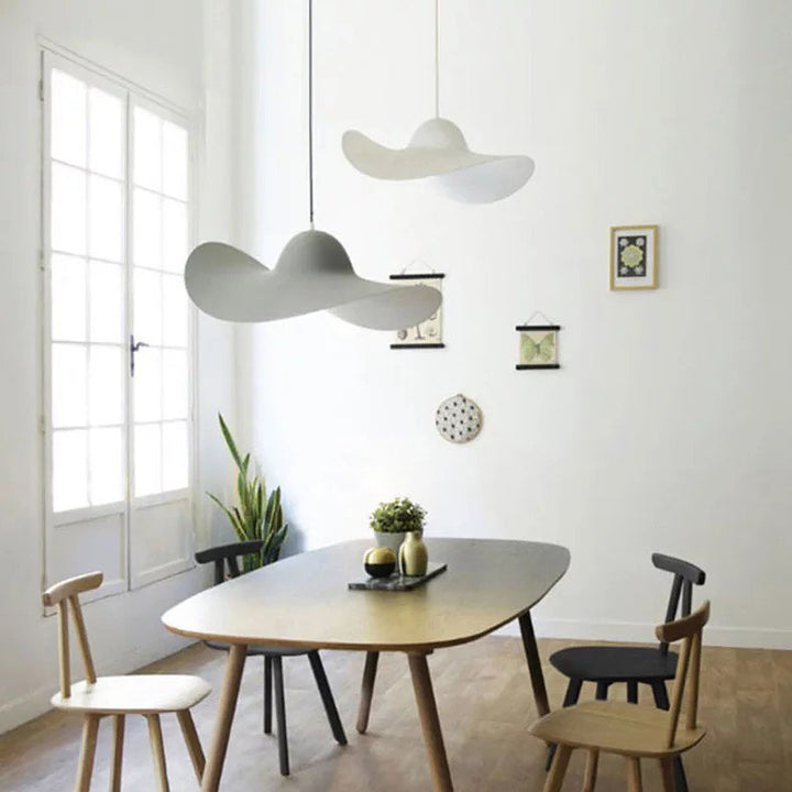 Modern Black and White Curved Pendant Light