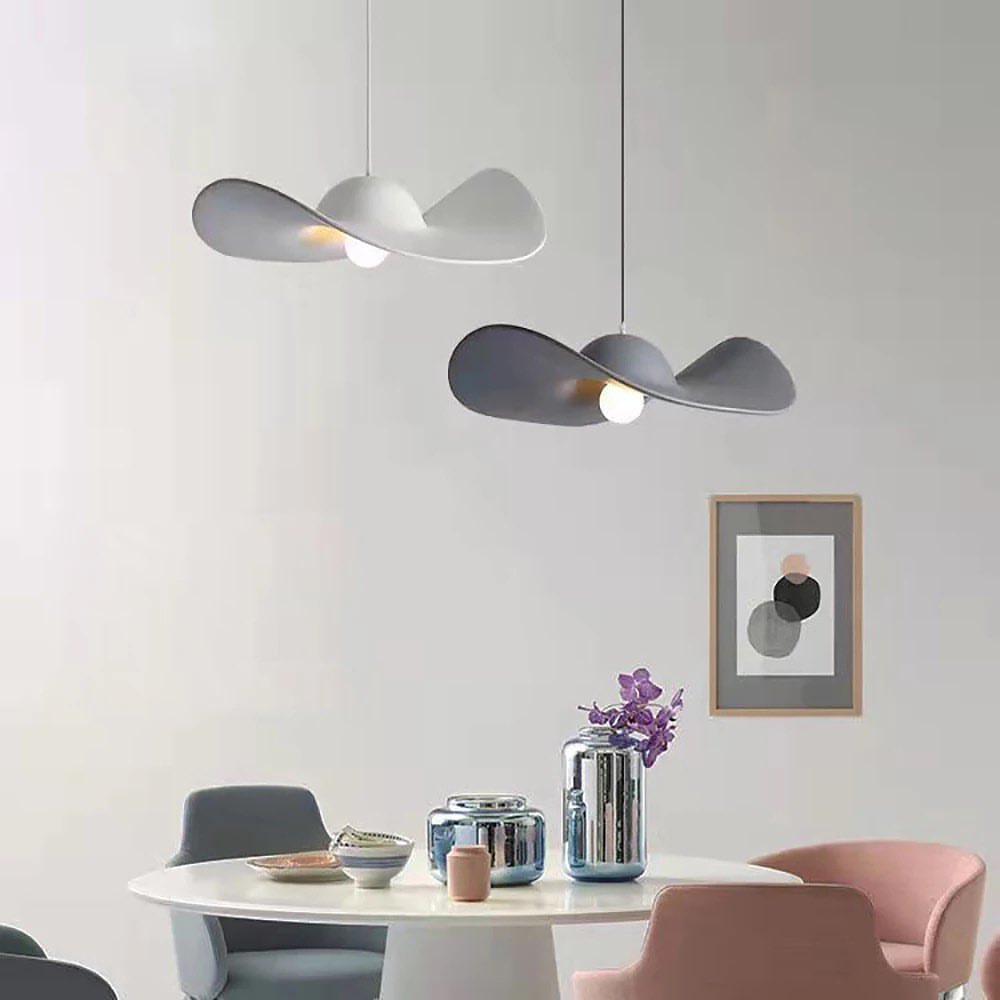 Modern Black and White Curved Pendant Light