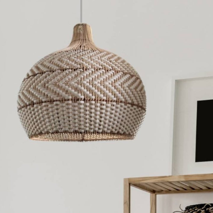 Rustic Woven Pattern Pendant Light with Natural Texture