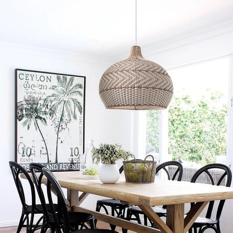 Rustic Woven Pattern Pendant Light with Natural Texture