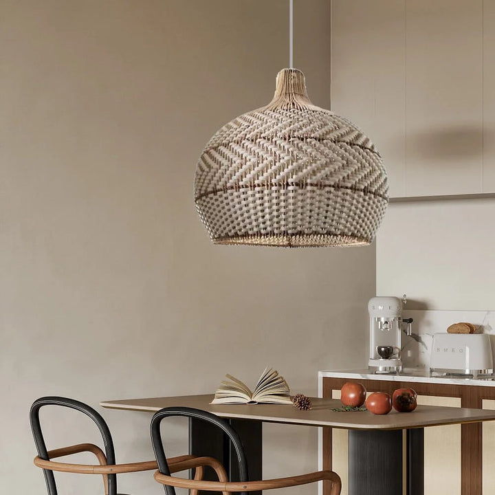 Rustic Woven Pattern Pendant Light with Natural Texture