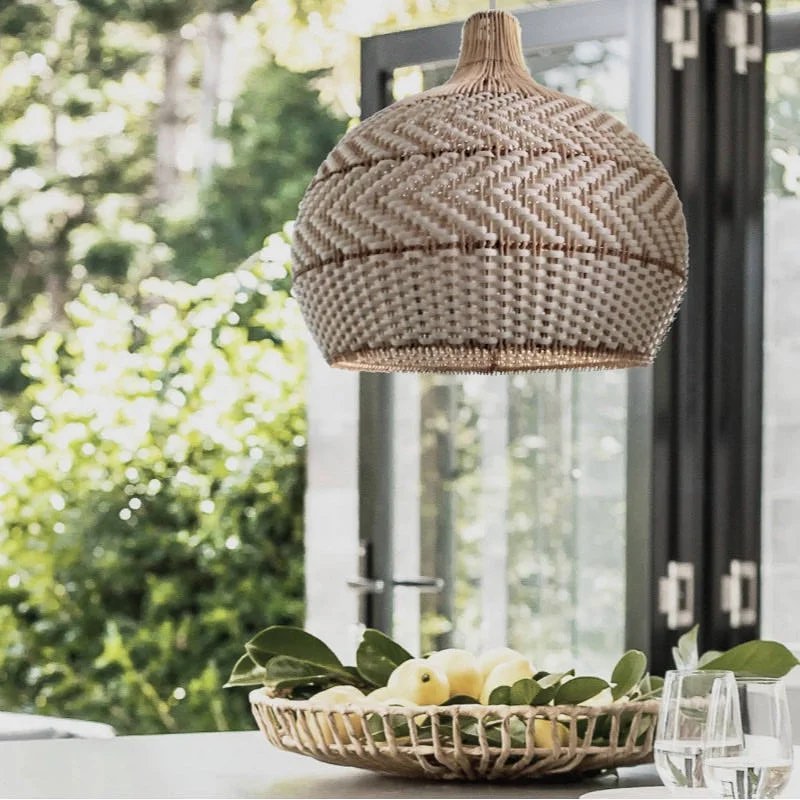 Rustic Woven Pattern Pendant Light with Natural Texture