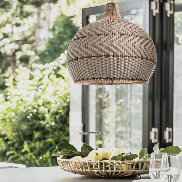 Rustic Woven Pattern Pendant Light with Natural Texture