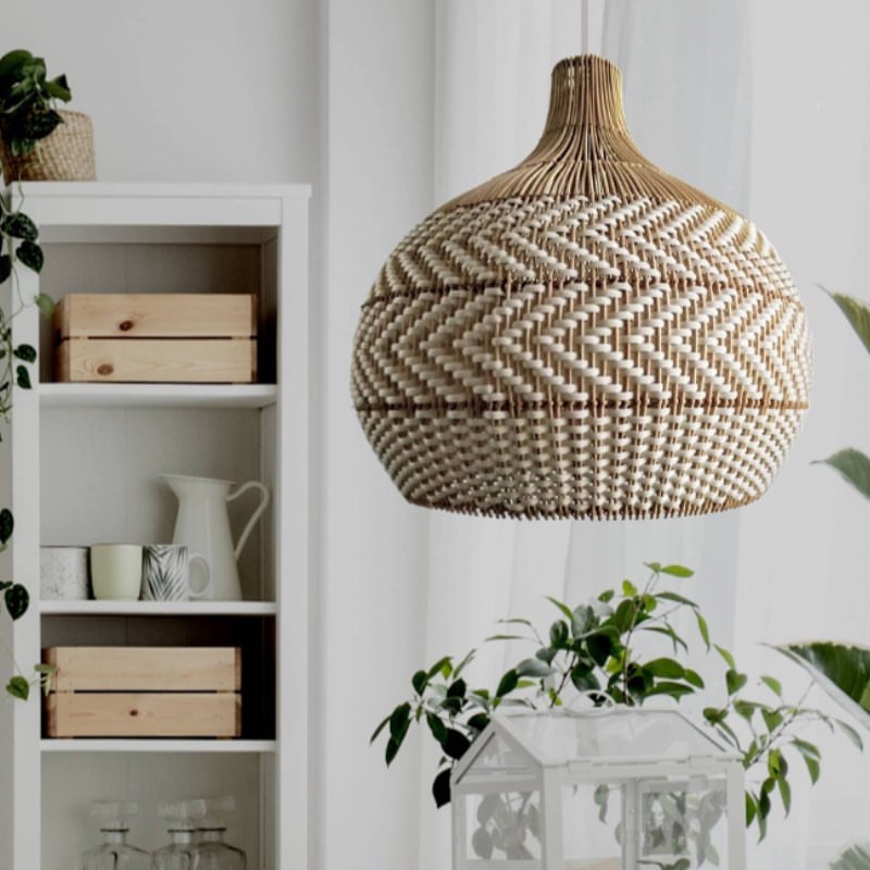 Rustic Woven Pattern Pendant Light with Natural Texture