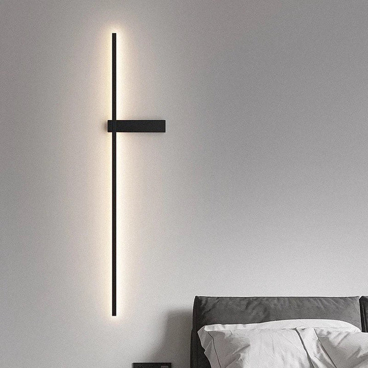 Modern Vertical LED Wall Light with Ambient Backlighting for Bedroom