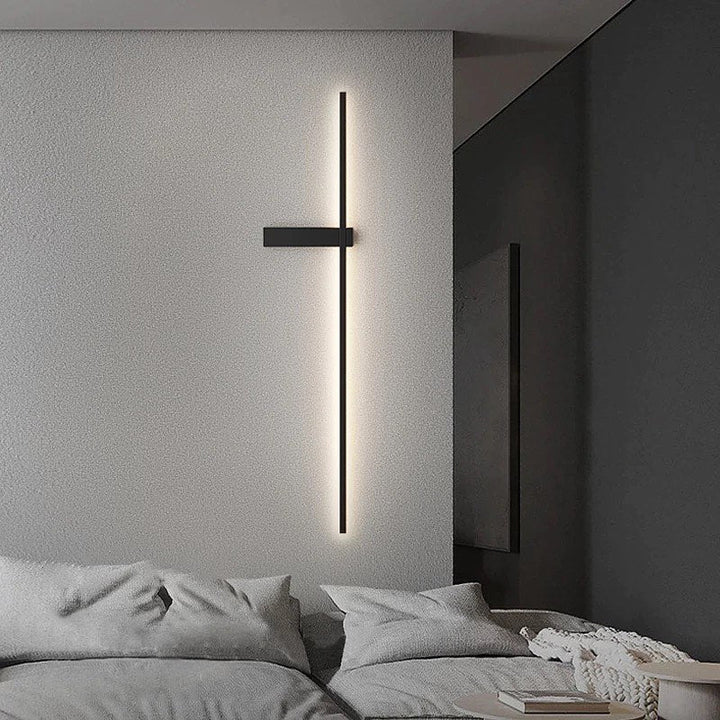 Modern Vertical LED Wall Light with Ambient Backlighting for Bedroom