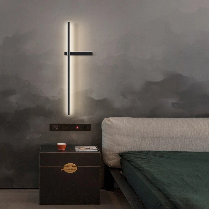 Modern Vertical LED Wall Light with Ambient Backlighting for Bedroom