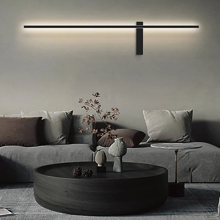 Modern Vertical LED Wall Light with Ambient Backlighting for Bedroom