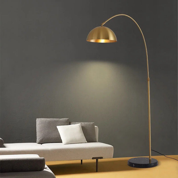 Modern Arched Floor Lamp with Brass Finish