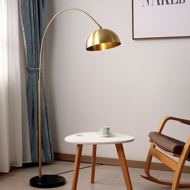 Modern Arched Floor Lamp with Brass Finish