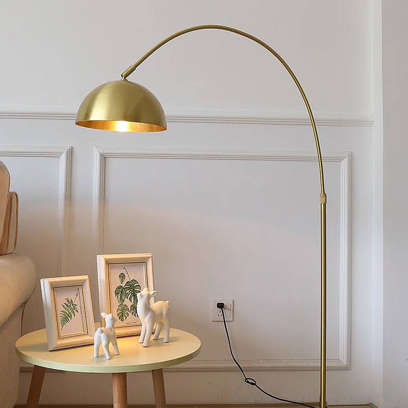 Modern Arched Floor Lamp with Brass Finish