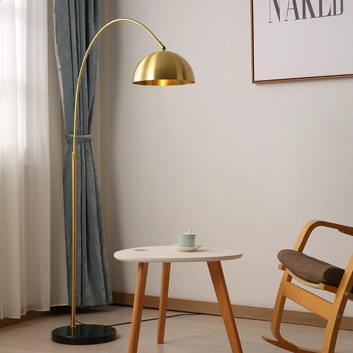 Modern Arched Floor Lamp with Brass Finish