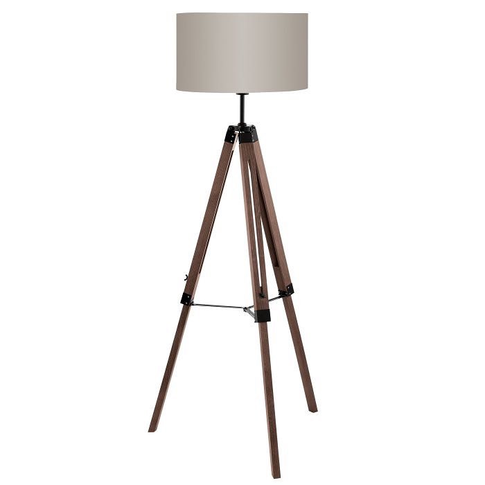 Modern Tripod Floor Lamp with Beige Drum Shade