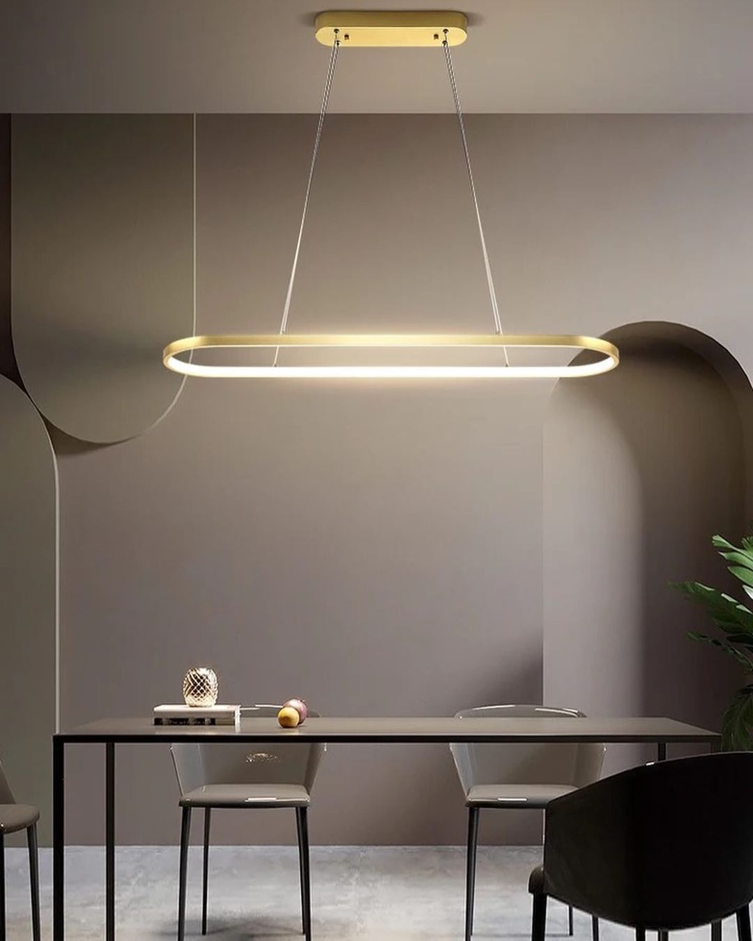 Golden LED Oval Pendant Light