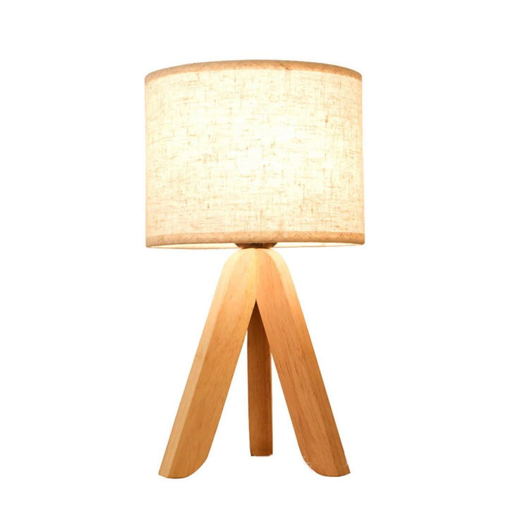 Wooden Tripod Table Lamp with Fabric Shade for Cozy Ambiance