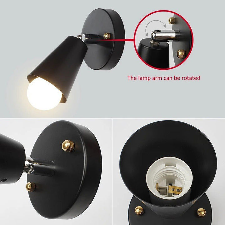 Modern Wall Sconce with Black Metal Cone Shade