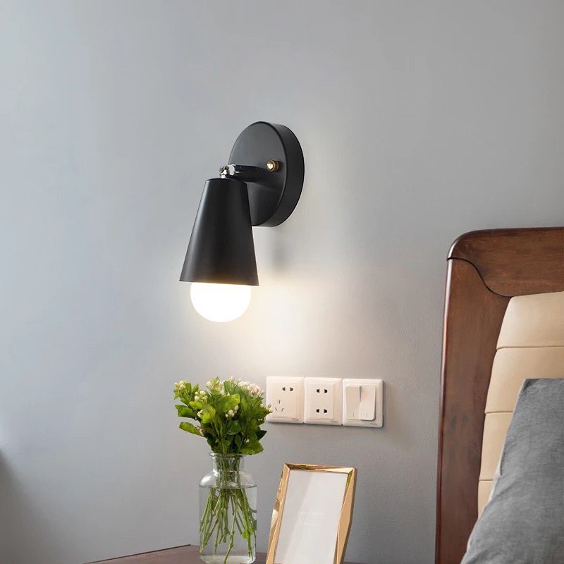 Modern Wall Sconce with Black Metal Cone Shade