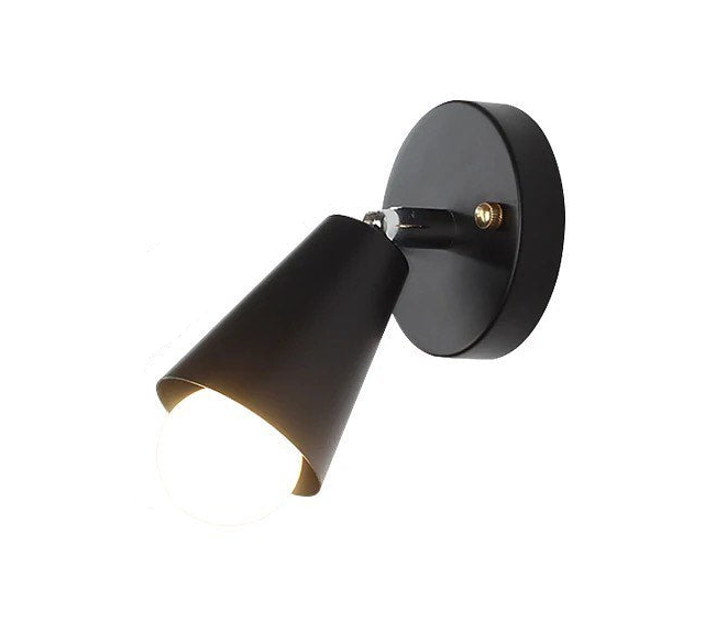 Modern Wall Sconce with Black Metal Cone Shade