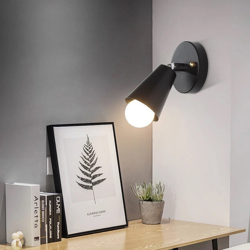 Modern Wall Sconce with Black Metal Cone Shade