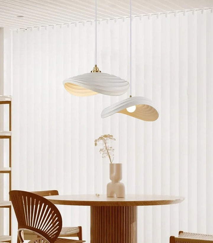 Modern Sculptural Pendant Light with White Wave Design