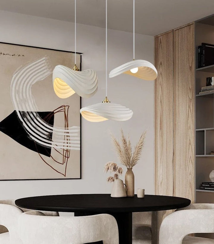 Modern Sculptural Pendant Light with White Wave Design