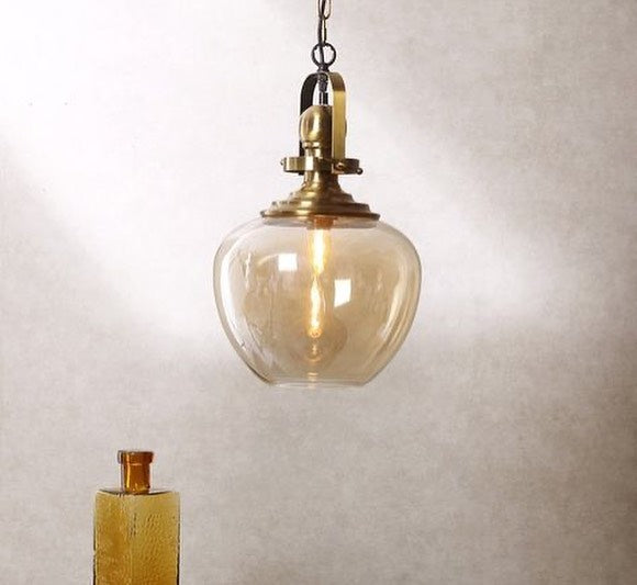 Apple shape Glass Pendant Light with Gold or Black Finish