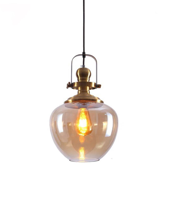 Apple shape Glass Pendant Light with Gold or Black Finish