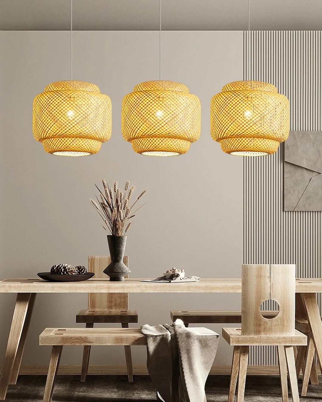 Natural Rattan Dining Lights