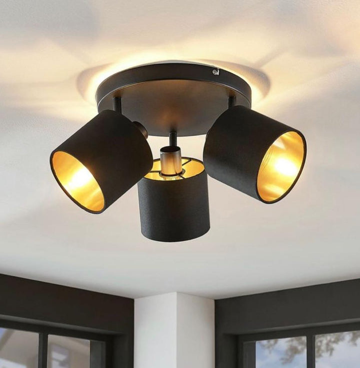 Modern Black Ceiling Light with Three Adjustable Heads