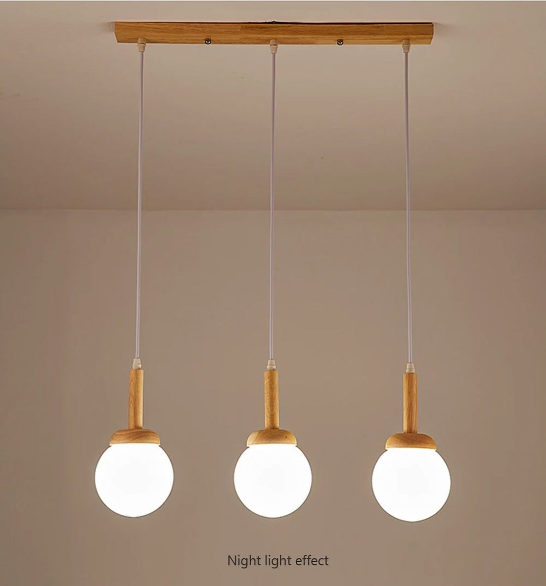 Scandinavian Globe Pendant Light - Wood and Glass Design