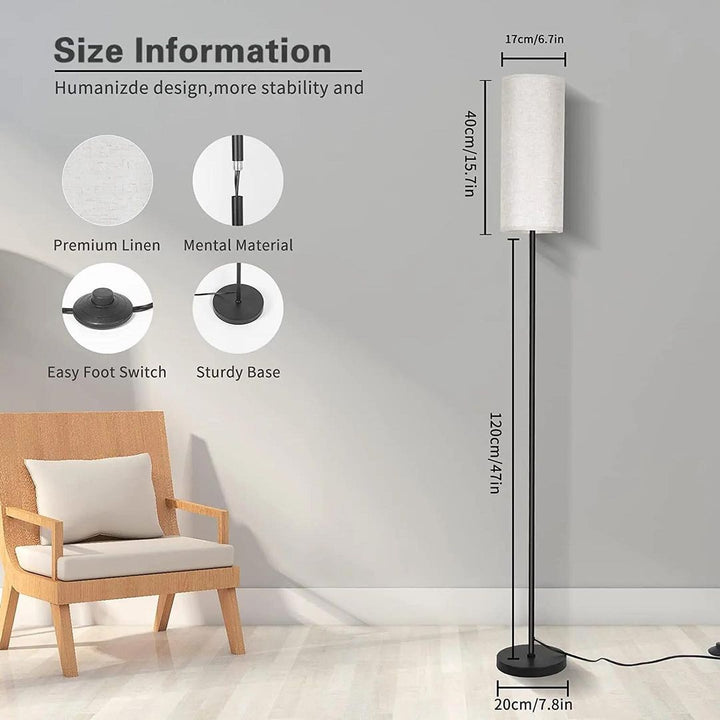 Sleek Cylindrical Shade Floor Lamp with Soft Ambient Lighting