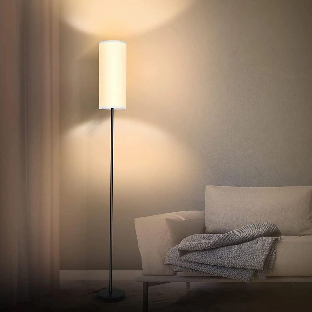 Sleek Cylindrical Shade Floor Lamp with Soft Ambient Lighting