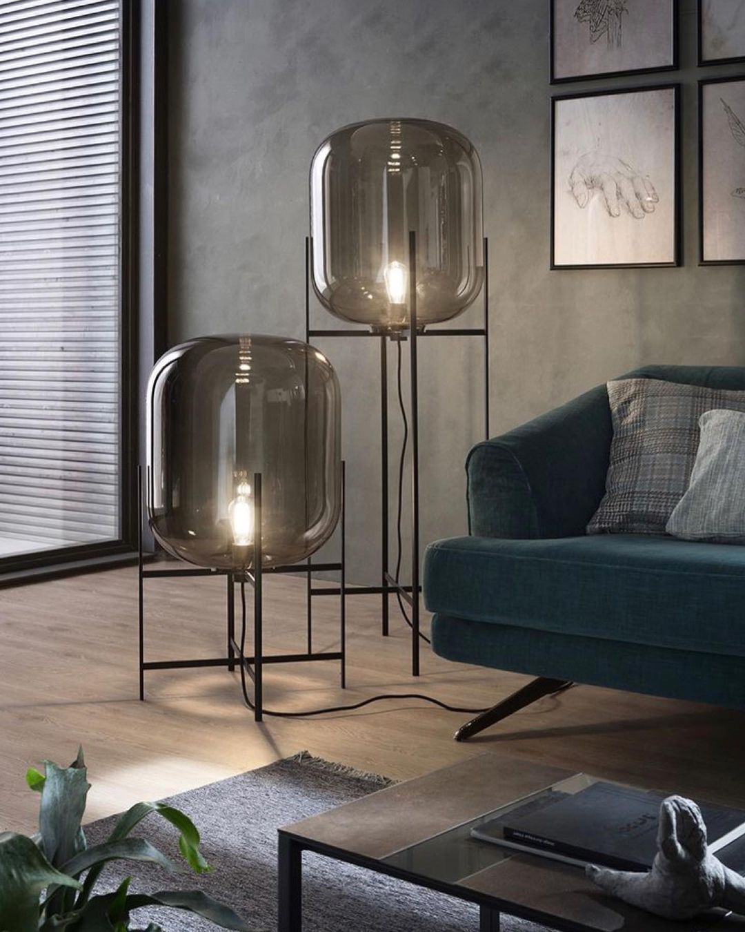 Smoked Glass Floor Lamp