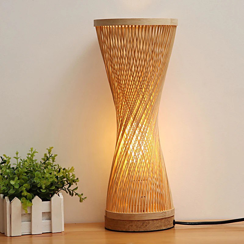 Natural Bamboo Spiral Table Lamp