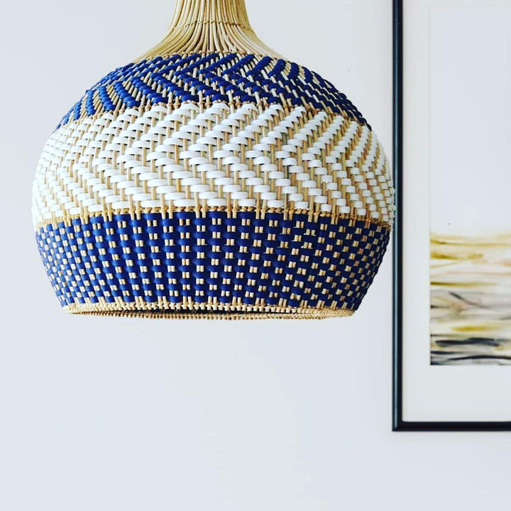 Blue Outdoor Rattan Pendant