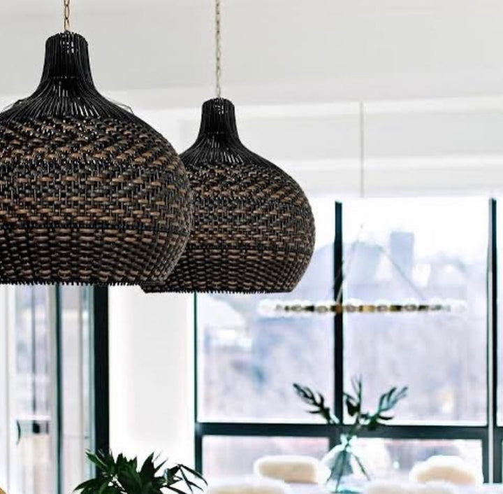 Brown Woven bamboo rattan Pendant Light