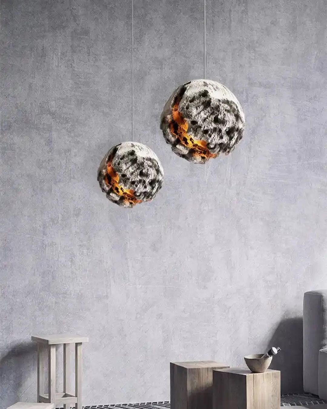 Textured Stone Pendant Lamp