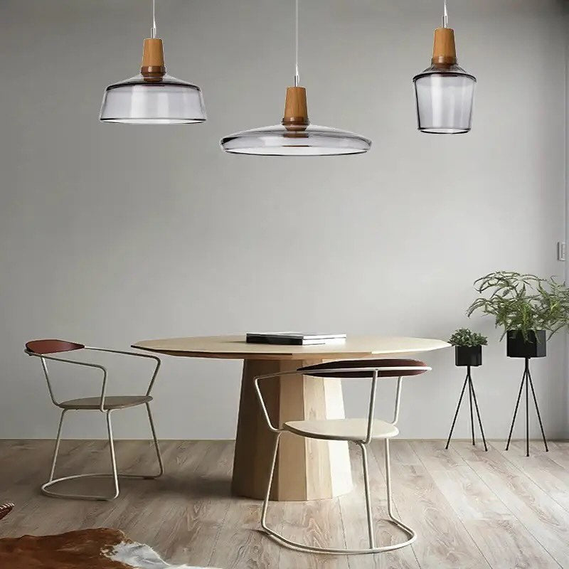 Smoked Glass Pendant Lamp Set