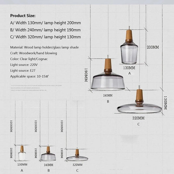 Smoked Glass Pendant Lamp Set