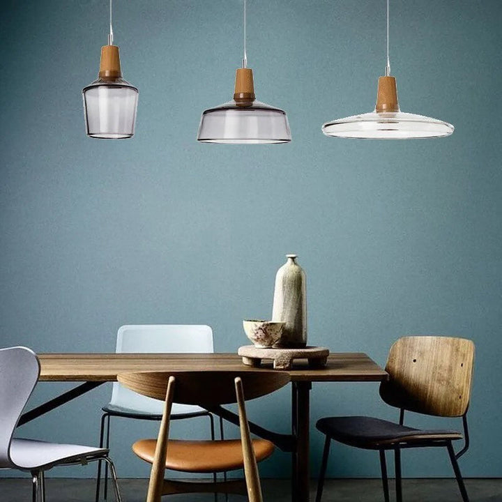 Smoked Glass Pendant Lamp Set