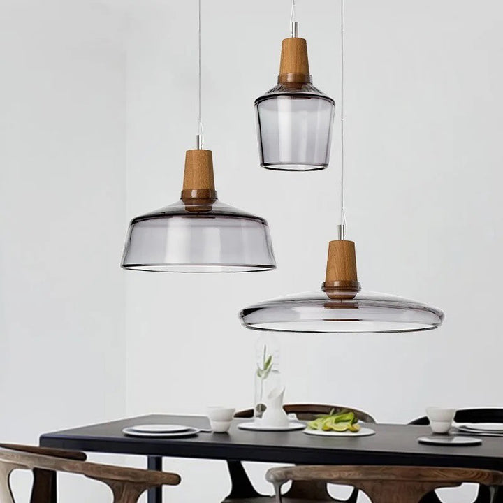 Smoked Glass Pendant Lamp Set