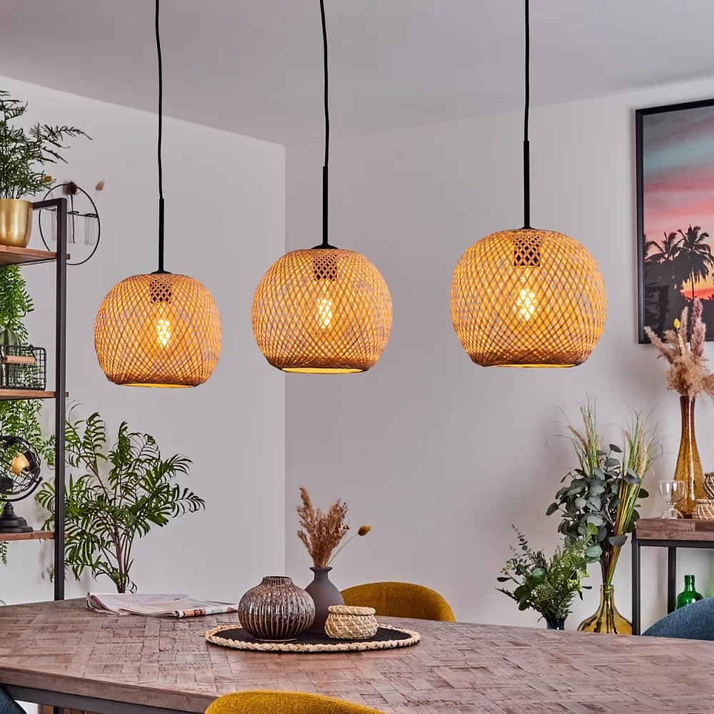 Woven bamboo Basket Pendant Light