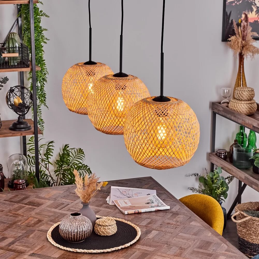 Woven bamboo Basket Pendant Light