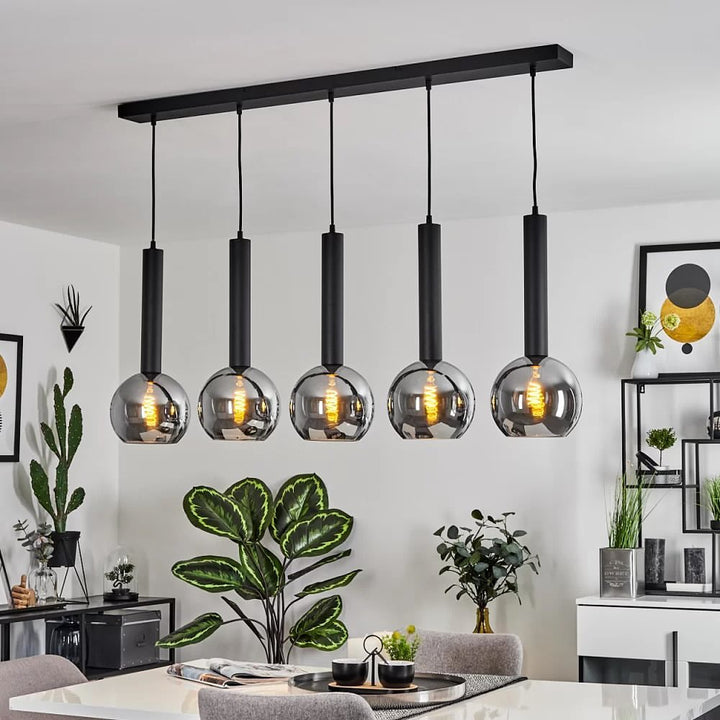 Modern Pendant Light with Smoky Grey Glass