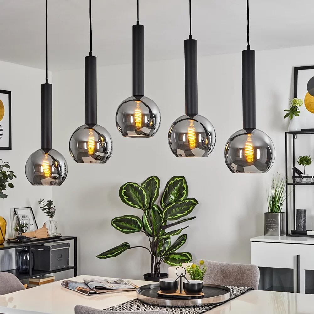 Modern Pendant Light with Smoky Grey Glass