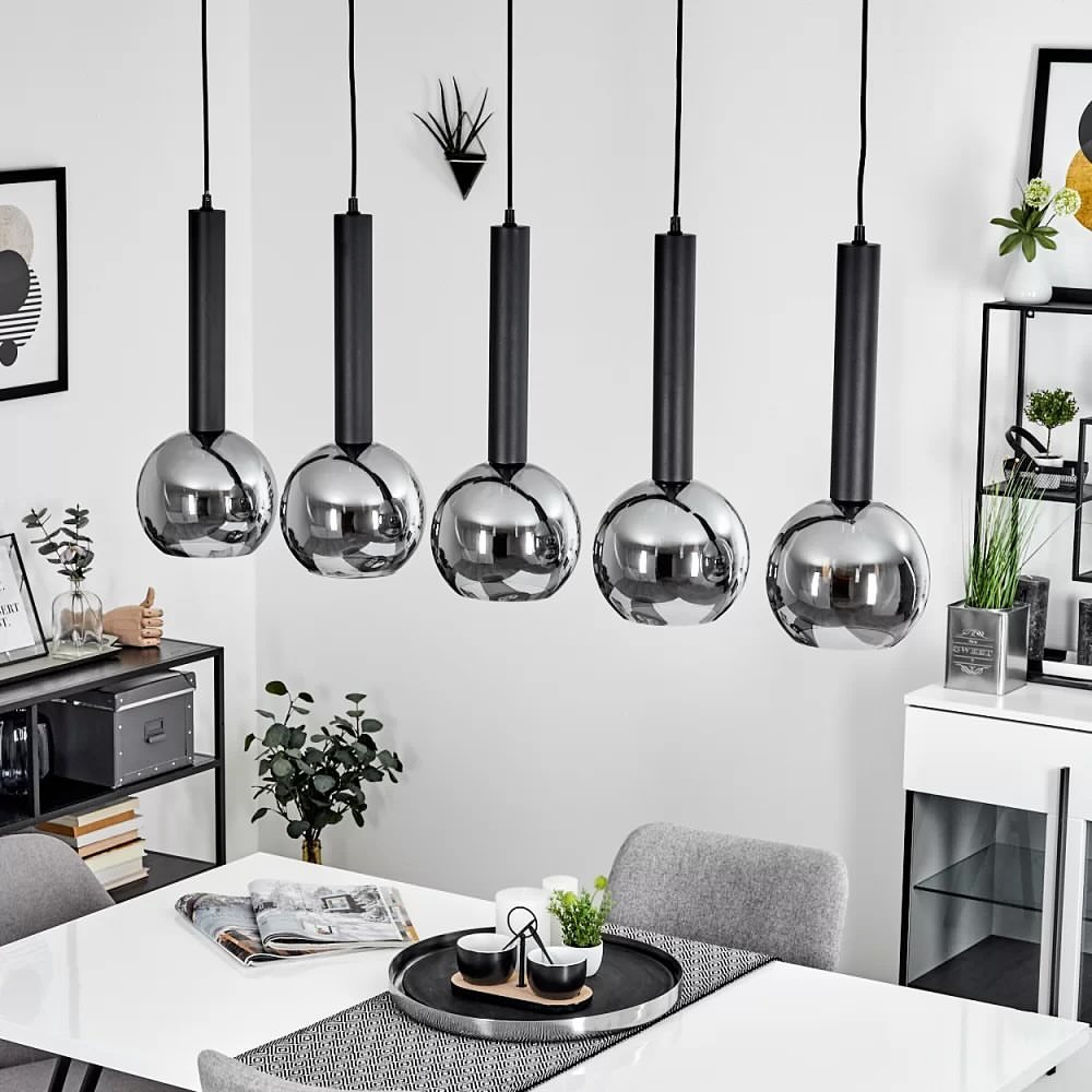 Modern Pendant Light with Smoky Grey Glass