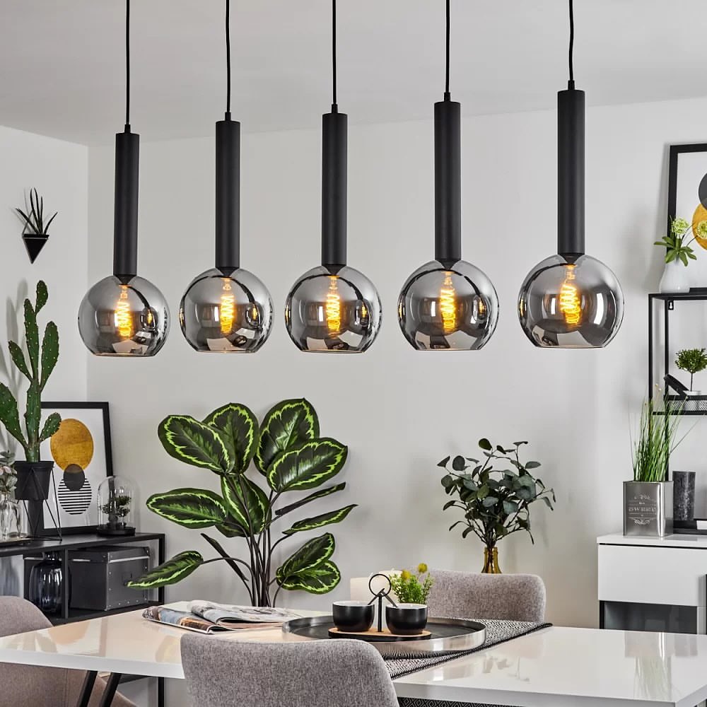 Modern Pendant Light with Smoky Grey Glass