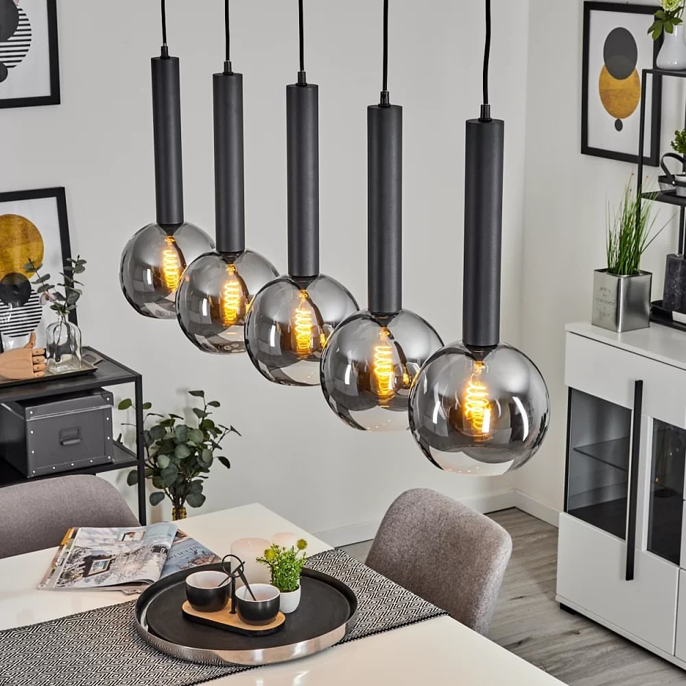 Modern Pendant Light with Smoky Grey Glass