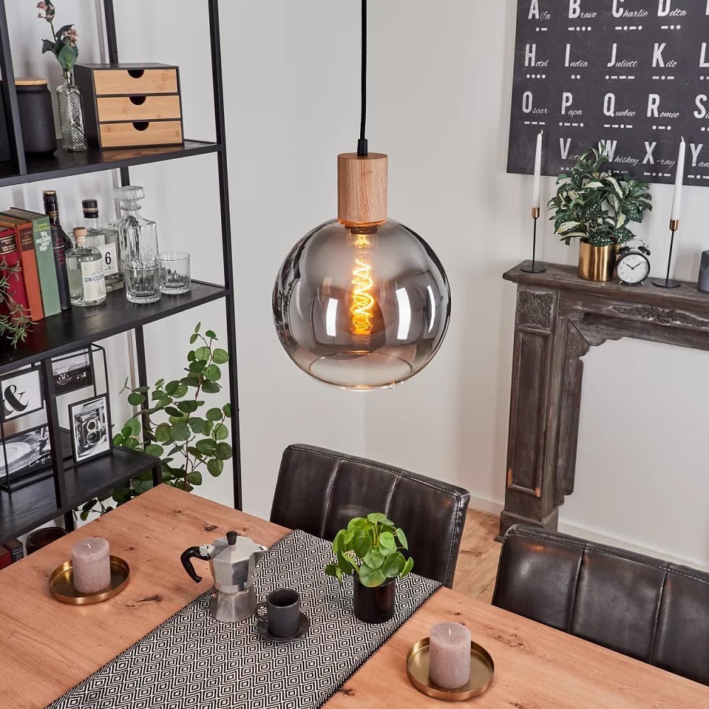 Industrial Pendant Light with Globe Shade